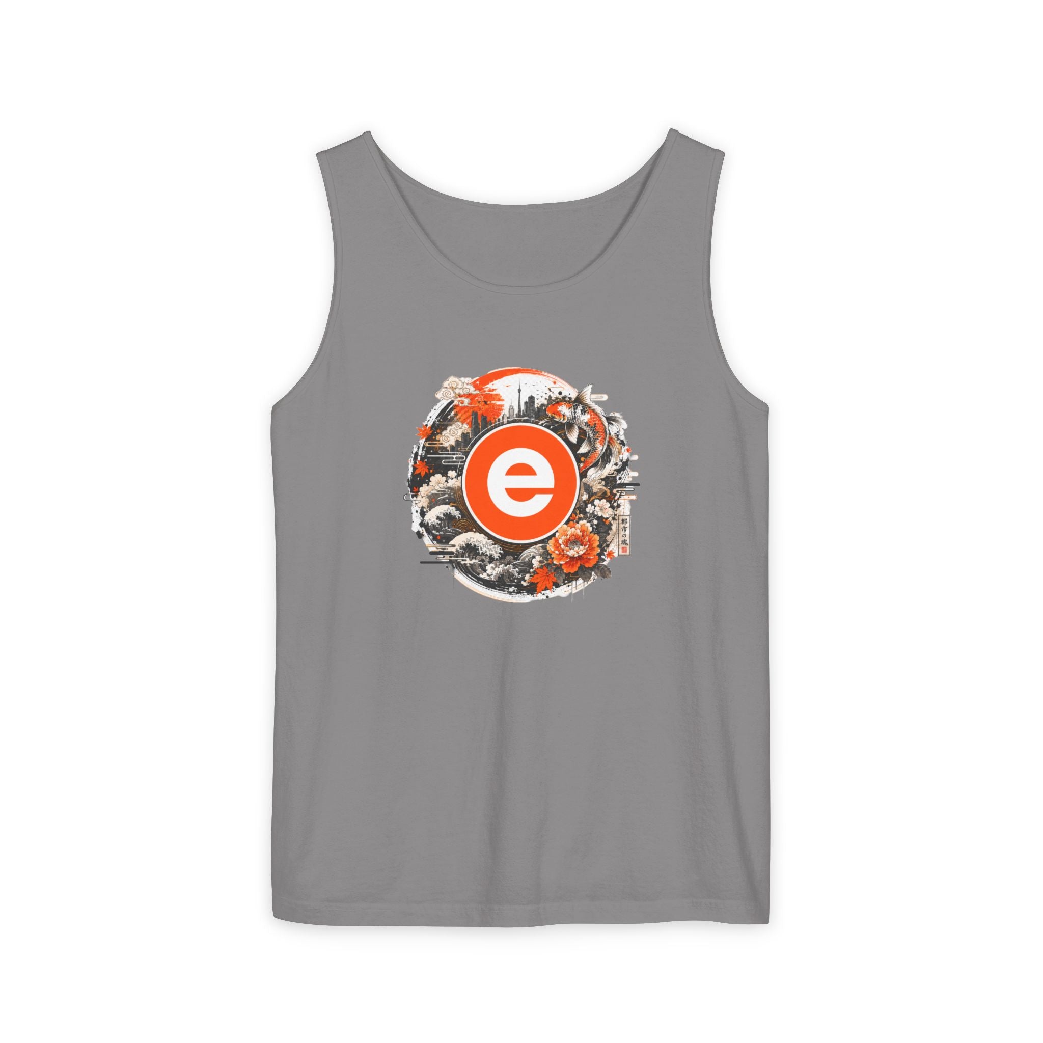 Eco Circle Floral Tank Top — Vintage Orange Emblem Graphic