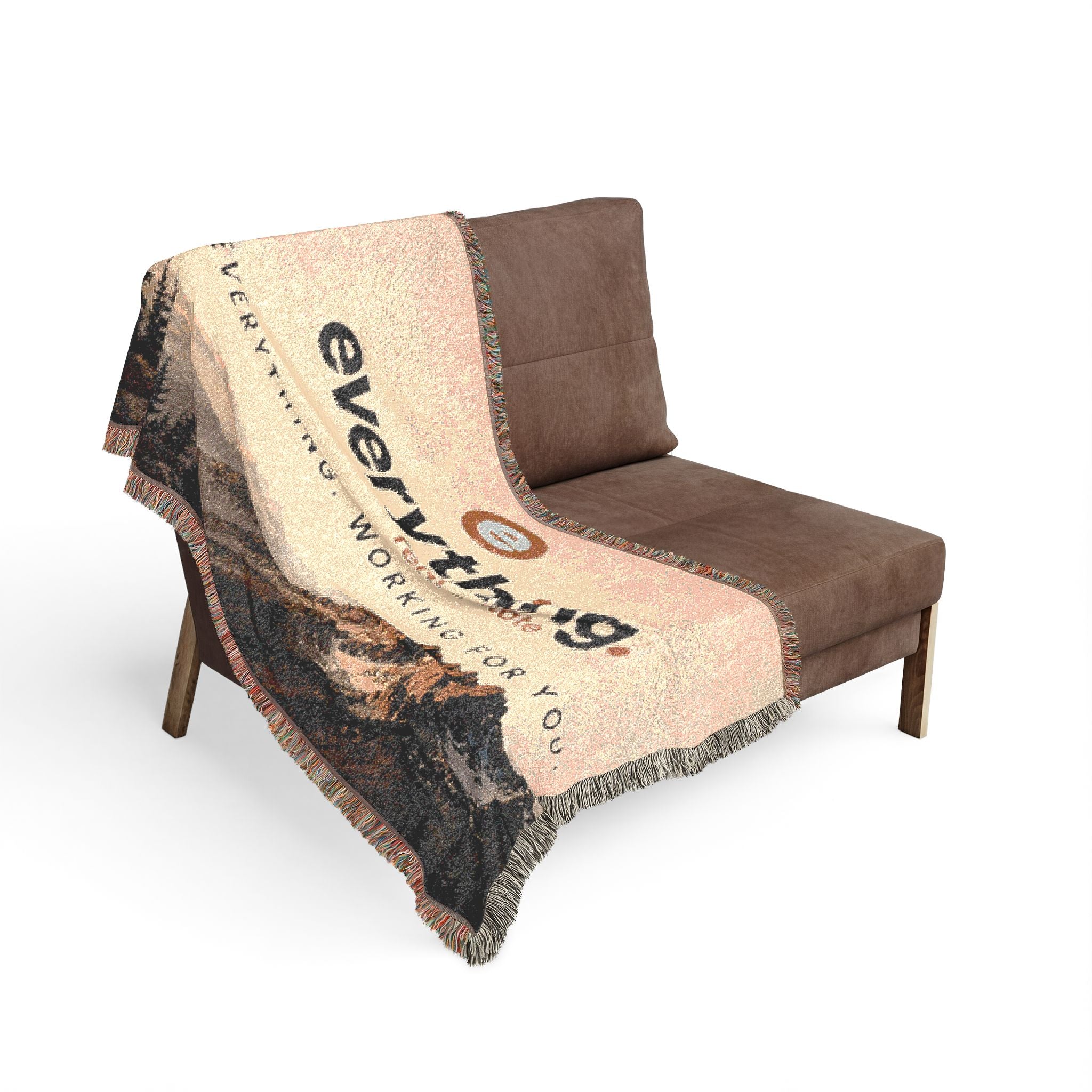 Woven Blanket — 'everything.' Logo Mountain Throw Blanket, Cozy Cabin Decor
