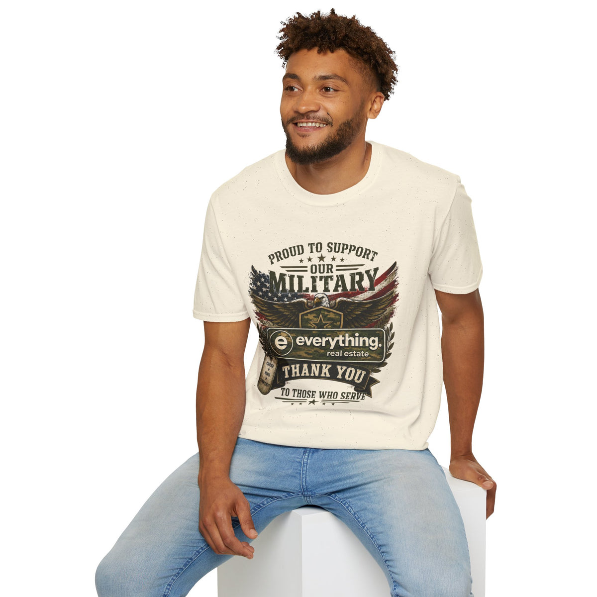 Military Support T-Shirt — "Proud to Support Our Military" Patriotic Eagle Tee