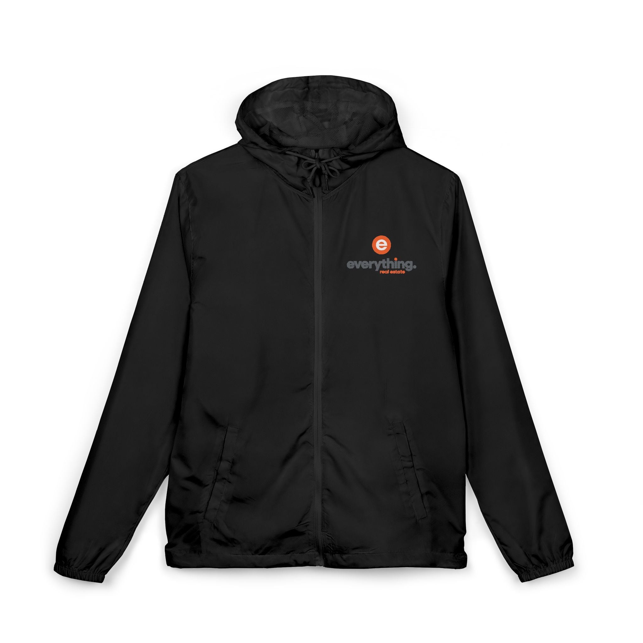Windbreaker Jacket — Minimal Logo White Hooded Windbreaker