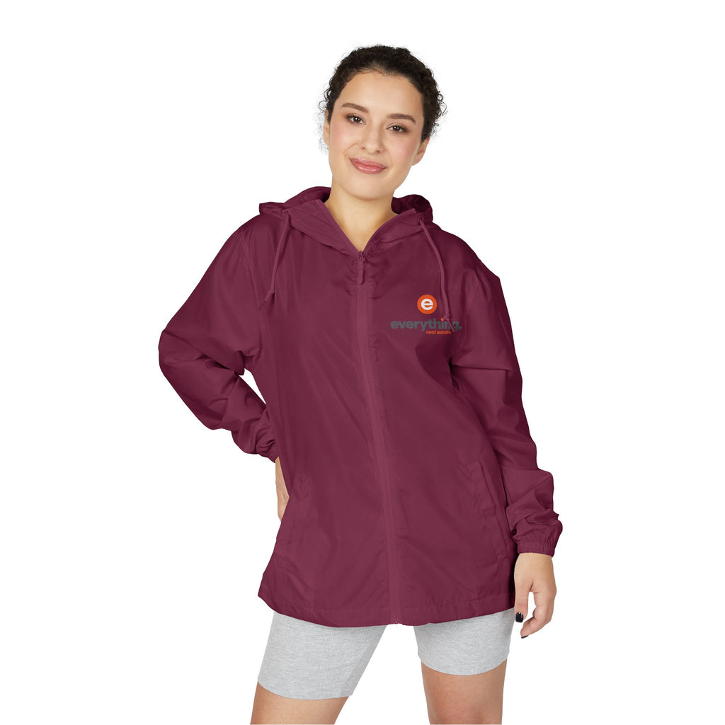 Windbreaker Jacket — Minimal Logo White Hooded Windbreaker