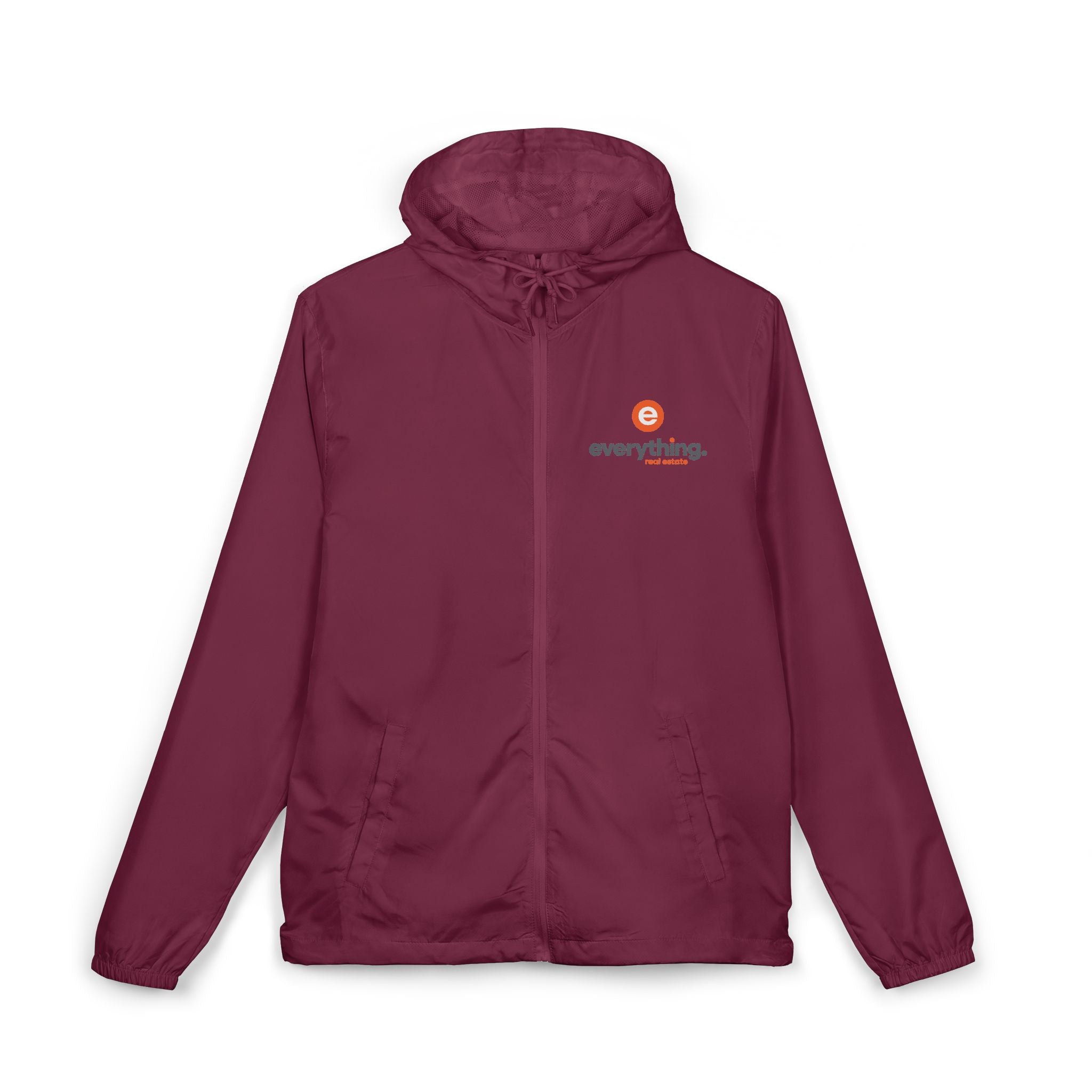 Windbreaker Jacket — Minimal Logo White Hooded Windbreaker