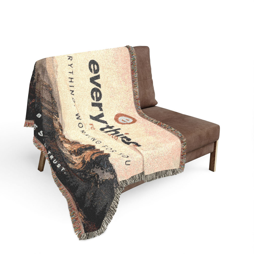 Woven Blanket — 'everything.' Logo Mountain Throw Blanket, Cozy Cabin Decor