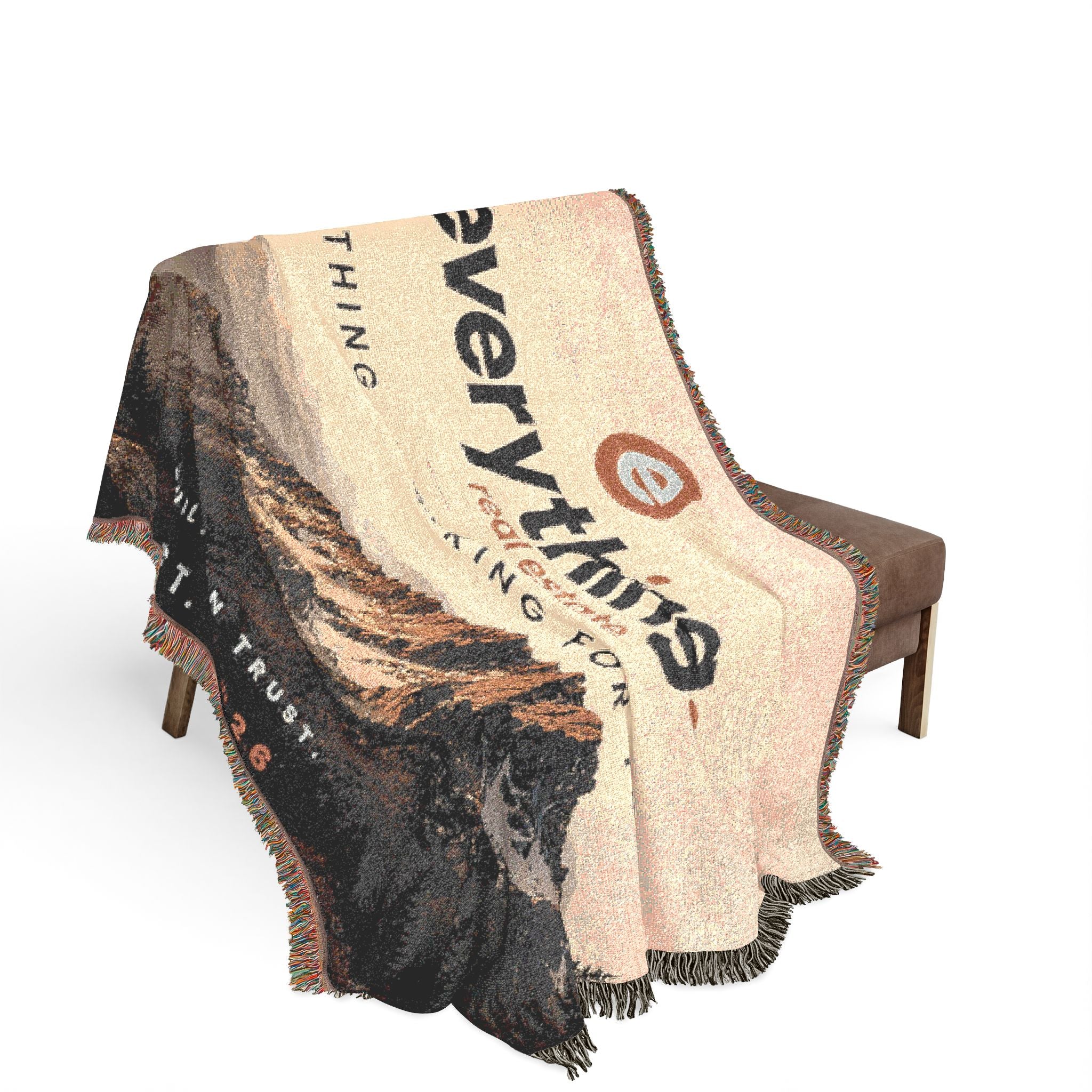 Woven Blanket — 'everything.' Logo Mountain Throw Blanket, Cozy Cabin Decor