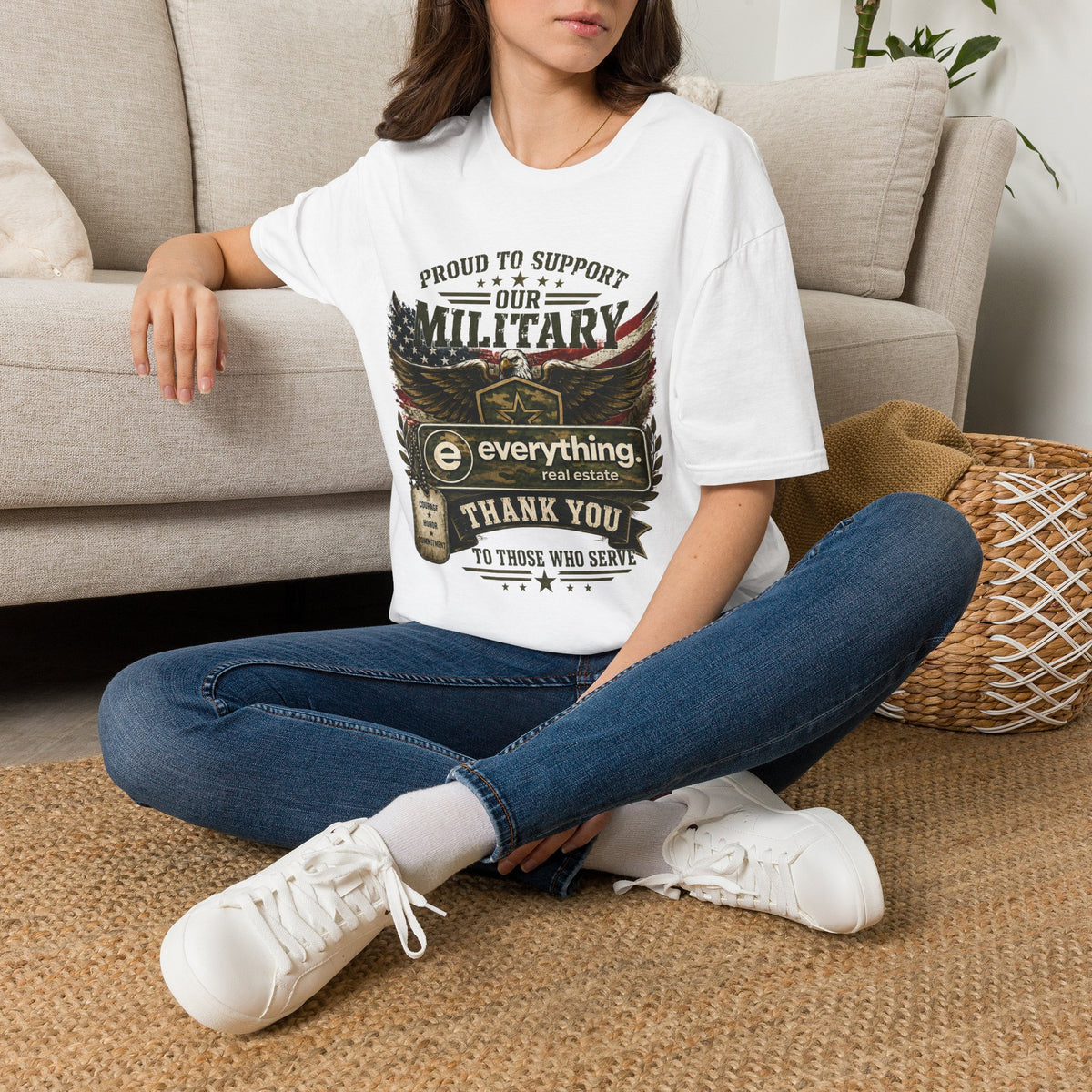 Military Support T-Shirt — "Proud to Support Our Military" Patriotic Eagle Tee
