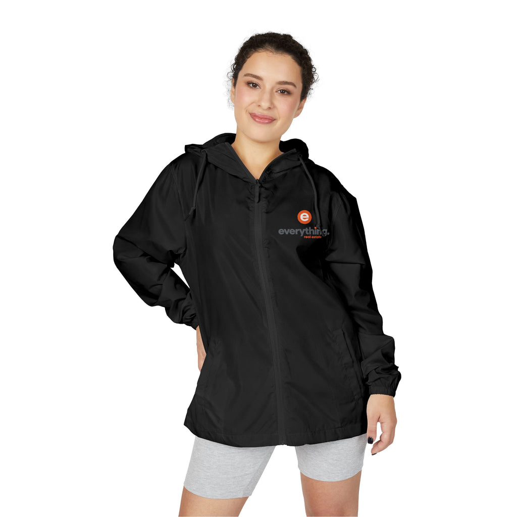 Windbreaker Jacket — Minimal Logo White Hooded Windbreaker