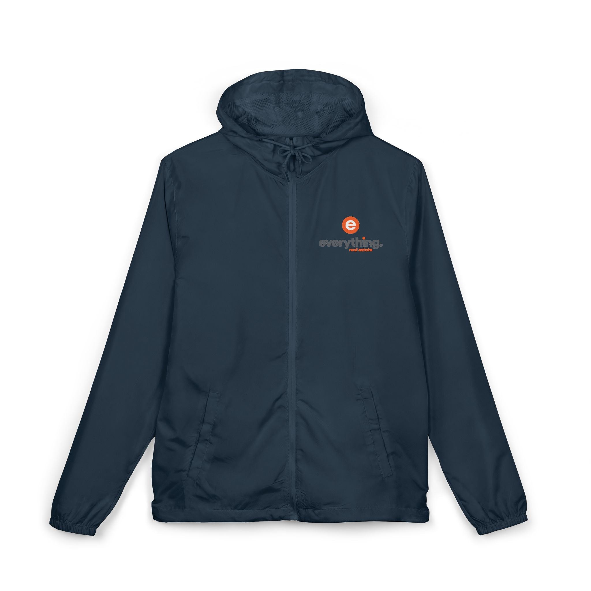 Windbreaker Jacket — Minimal Logo White Hooded Windbreaker