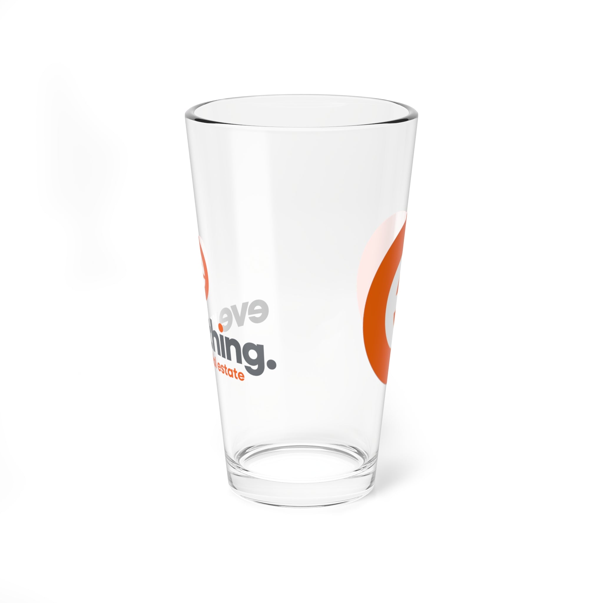 Mixing Glass — 16oz Branded Bar Pint with Orange “e” Logo