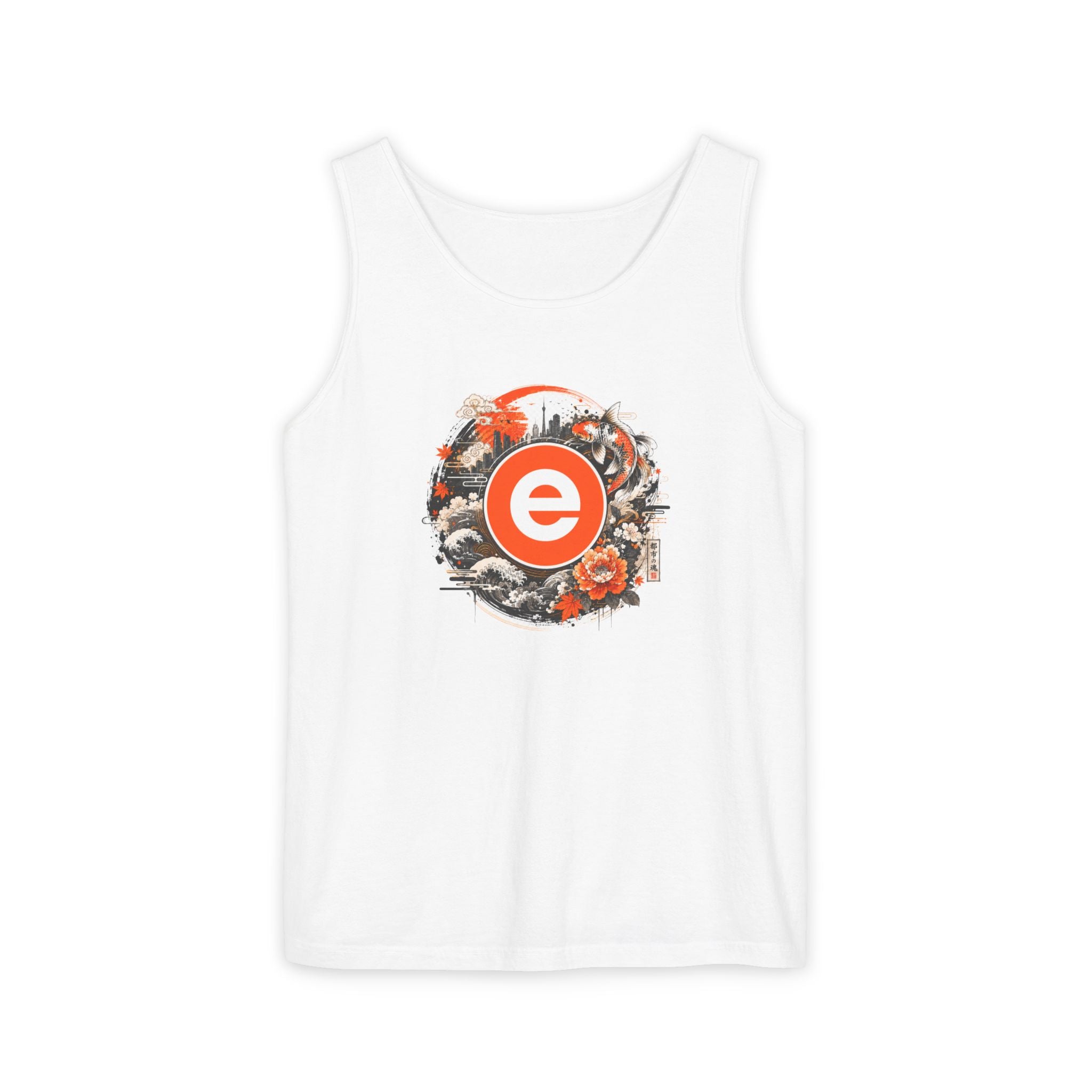 Eco Circle Floral Tank Top — Vintage Orange Emblem Graphic