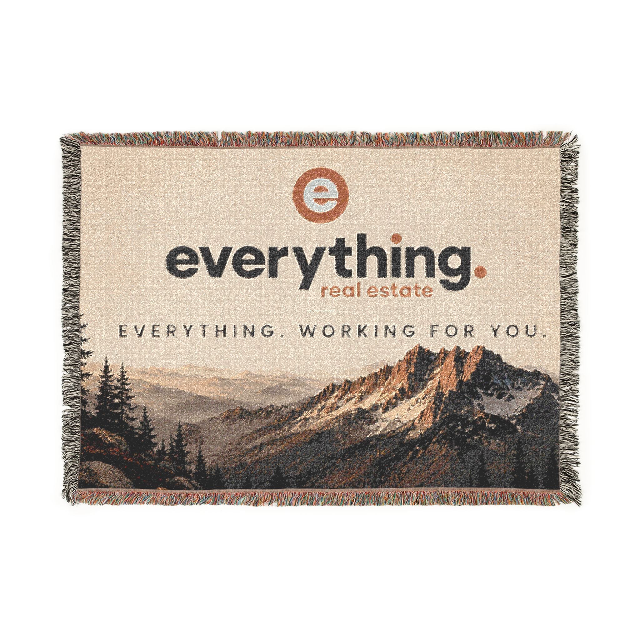 Woven Blanket — 'everything.' Logo Mountain Throw Blanket, Cozy Cabin Decor