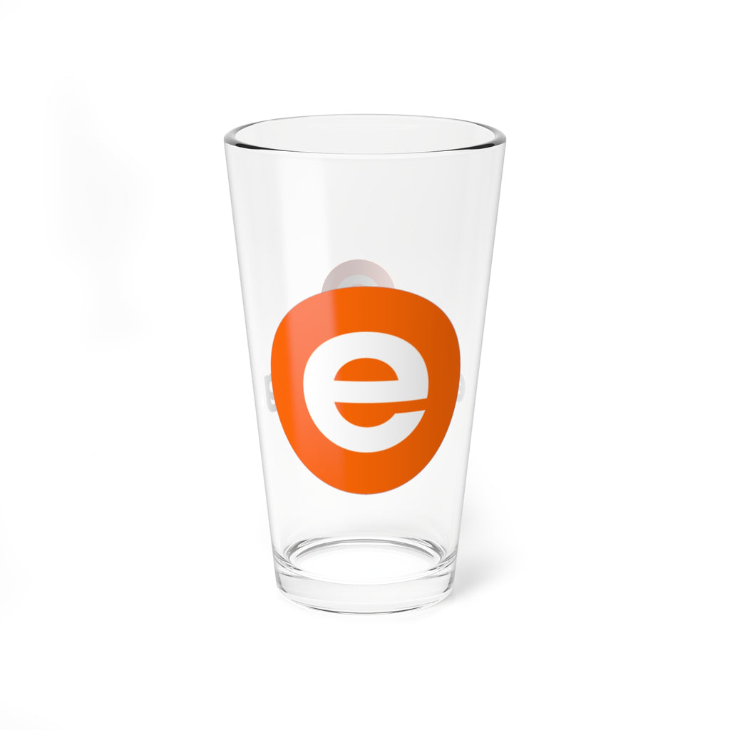 Mixing Glass — 16oz Branded Bar Pint with Orange “e” Logo