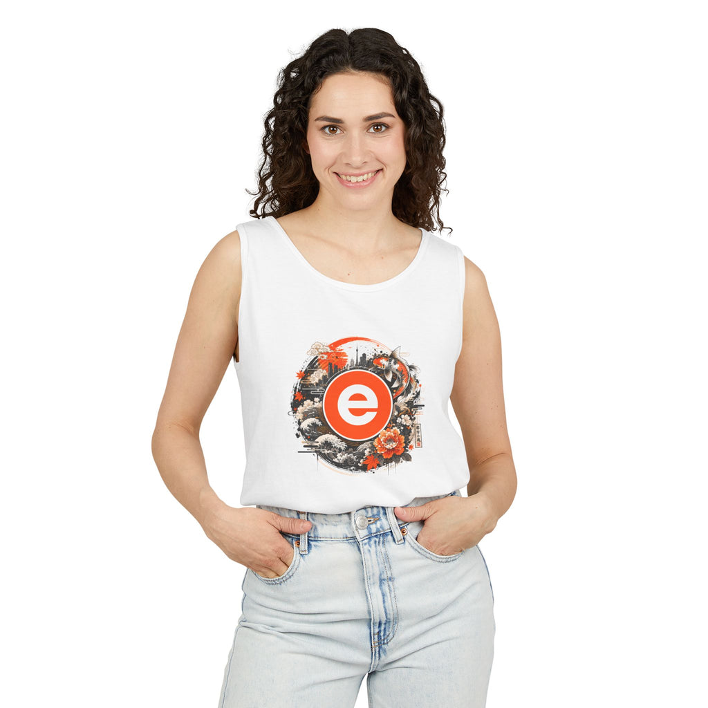 Eco Circle Floral Tank Top — Vintage Orange Emblem Graphic